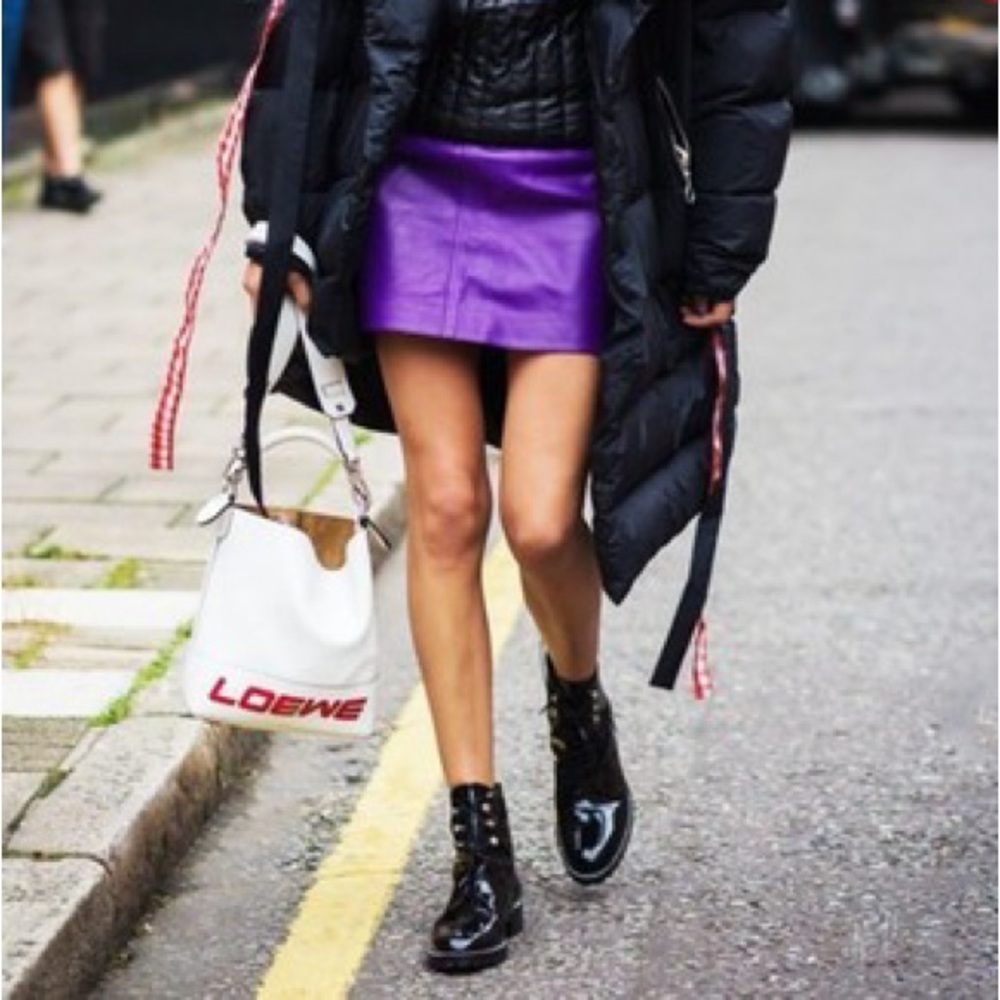 Vintage purple suede leather miniskirt Size S